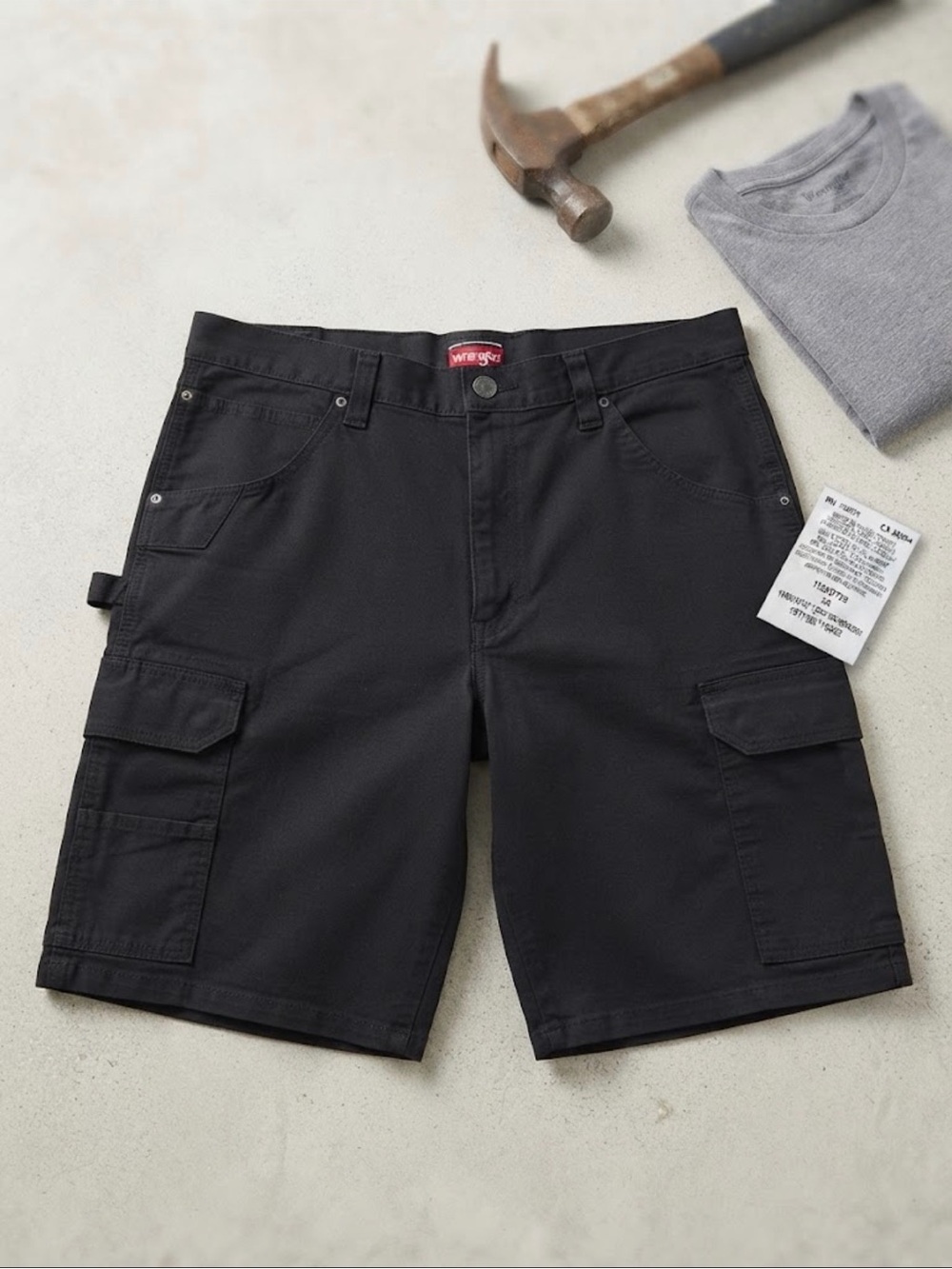 Wrangler Black Cargo Shorts with Utility Pockets